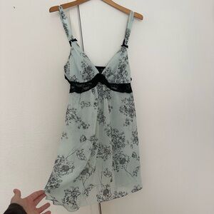 Apt. 9 Floral Mint Green Chemise with Black Lace
